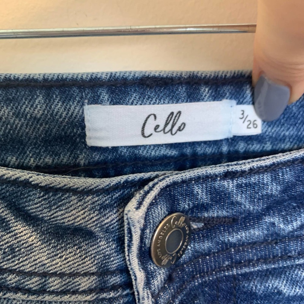Cello Distressed Skinny Jeans Size 3/26 Blue Zip Button Closure Casual Cotton - Picture 13 of 15